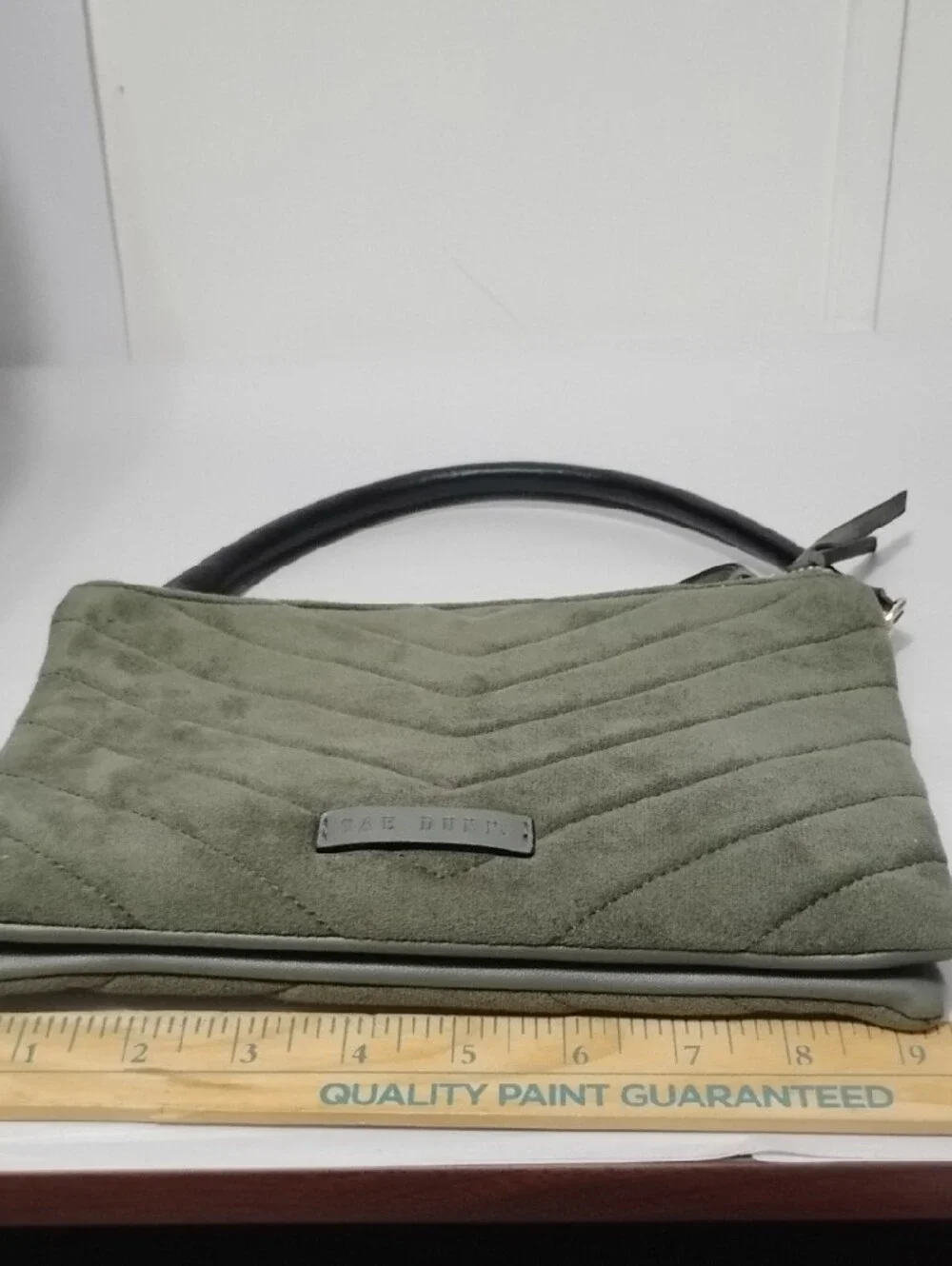 Rae OnDunn Women’s Olive Green Suede Quilted Crossbody Pouch/Bag‎